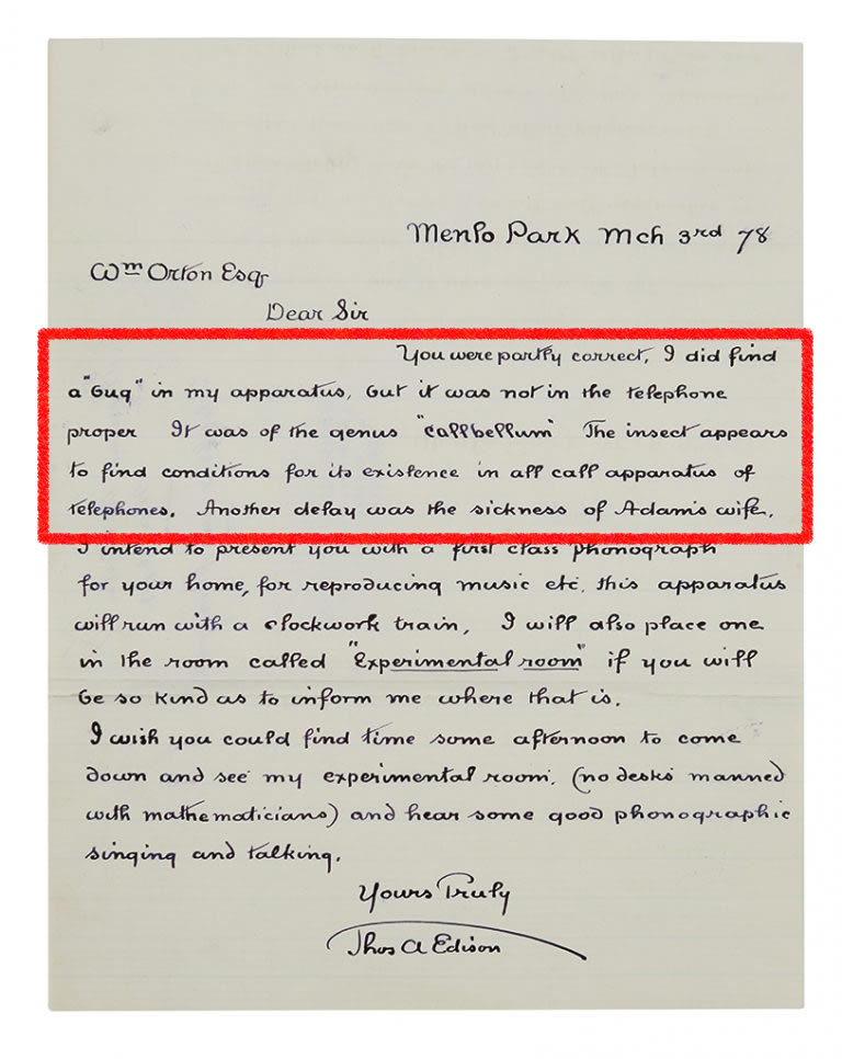 computer bug edison letter