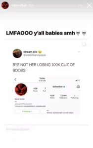 Billie Eilish responded after realizing she had lost Instagram followers.