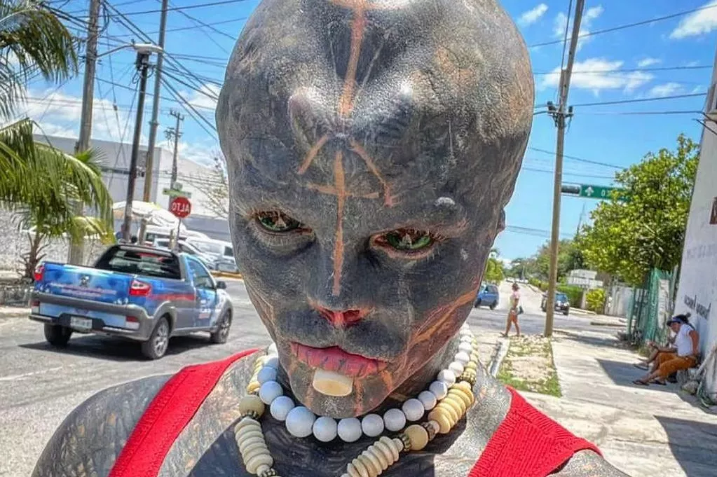 Anthony Loffredo, 33, from France, is struggling to find work after turning himself into a 'black alien'